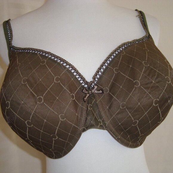 Chantelle Graphie Logo Pattern 2596 Underwire Bra Dark Forest Green 36DDD - Picture 1 of 6